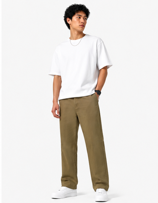 Men's Relaxed Fit Olive Chino Pants view 3