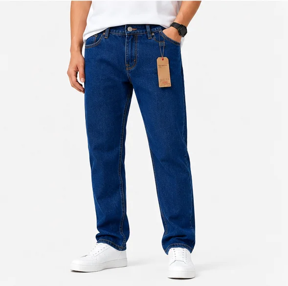 Men's Classic Dark Blue Straight Fit Jeans