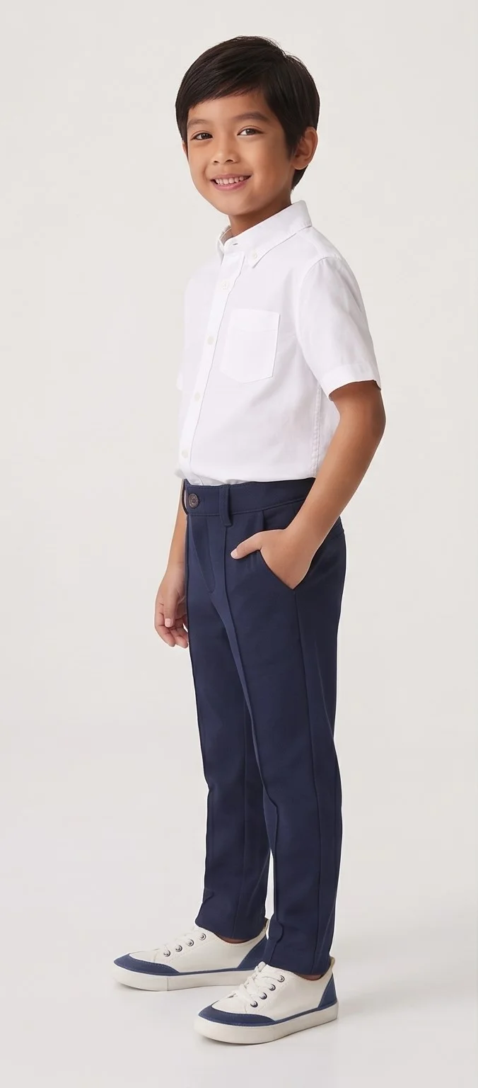 Mango Navy Blue Sustainable Cotton Trousers view 3
