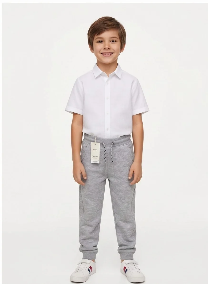Mango Light Grey Drawstring Jogger Pants view 2