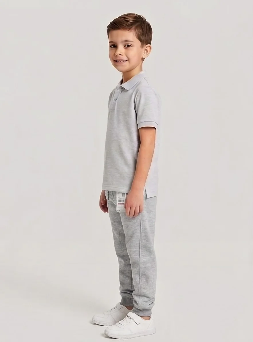 Mango Heather Grey Drawstring Jogger Pants view 3