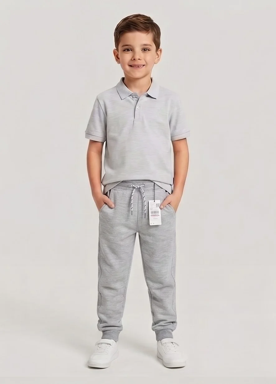 Mango Heather Grey Drawstring Jogger Pants — alternate view
