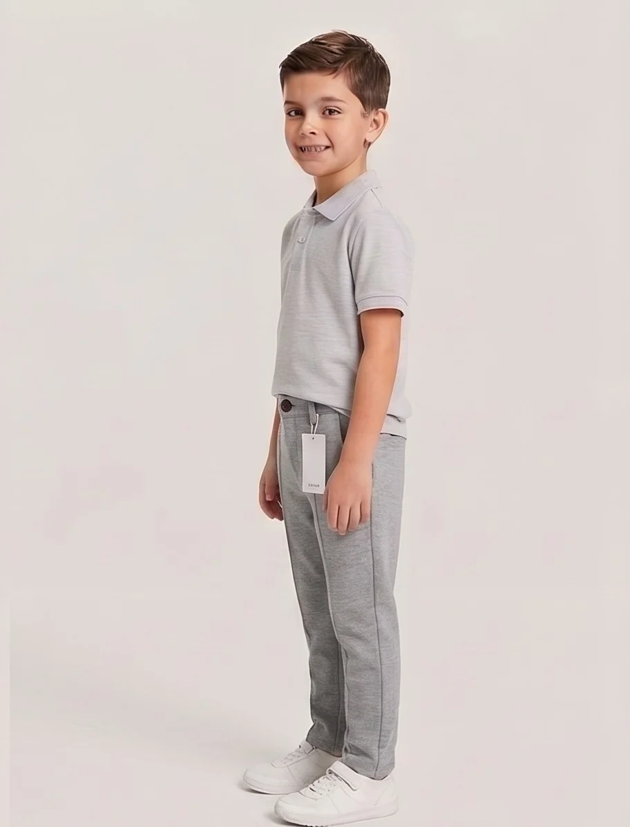 Mango Premium Heather Grey Trousers view 3