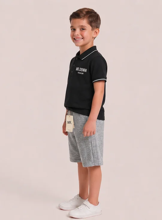 Kids' Heather Grey "Keep Going" Drawstring Shorts view 3
