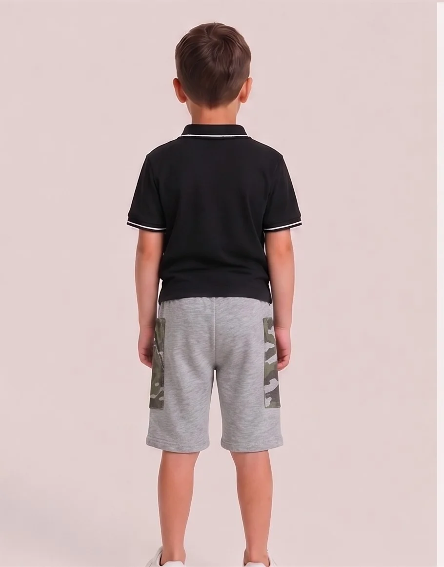 Kids' Heather Grey Camo Pocket Shorts view 2