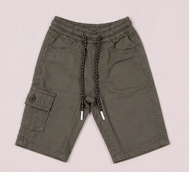 Boys' Olive Green Drawstring Cargo Shorts