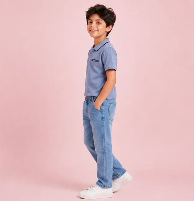 MR.DENIM Kids Classic Light Blue Faded Jeans view 3