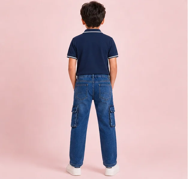 MR.DENIM Kids Dark Blue Denim Cargo Pants view 2