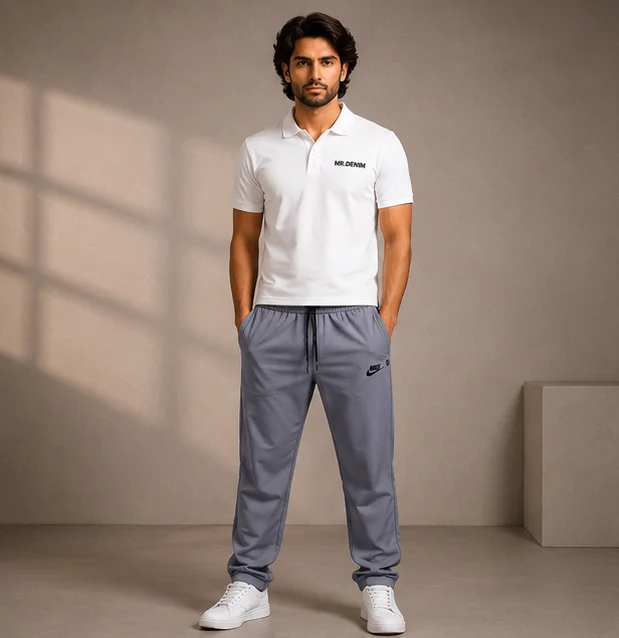 MR.DENIM Grey Popcorn Fabric Trouser — alternate view