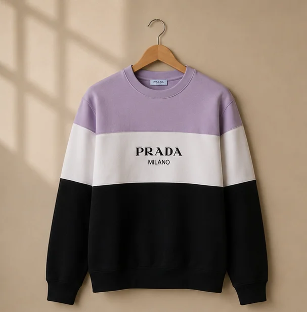 Premium Tri-Color Block Graphic Sweatshirt