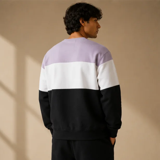 Premium Tri-Color Block Graphic Sweatshirt view 2