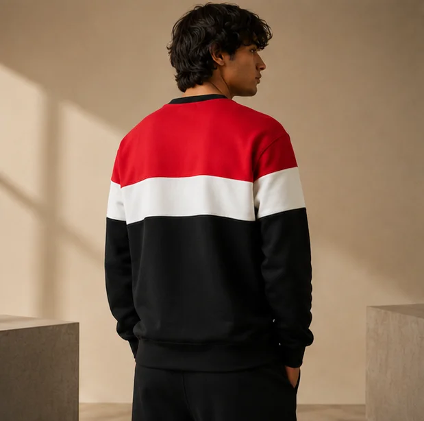 Premium Tri-Color Block Crewneck Sweatshirt view 2