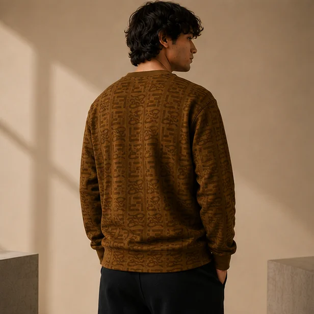 Premium Brown Monogram Crewneck Sweatshirt view 2