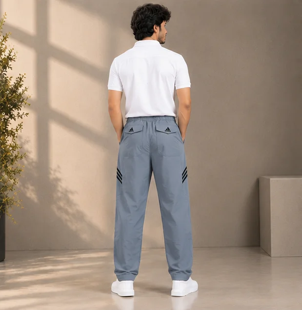 Premium 4-Way Stretch Grey Athletic Track Pants view 2