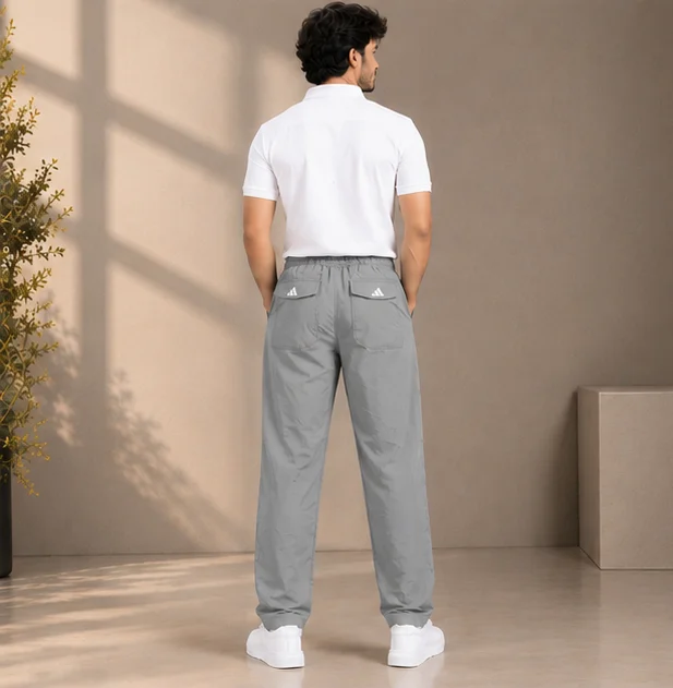Premium 4-Way Stretch Silver Grey Athletic Track Pants view 2