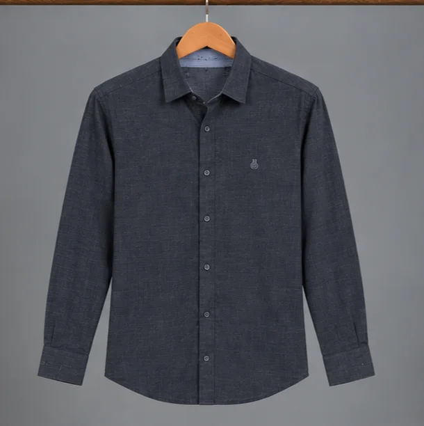Premium Charcoal Grey Textured Casual Shirt