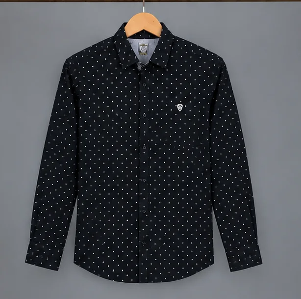 Premium Black Micro-Dot Casual Shirt