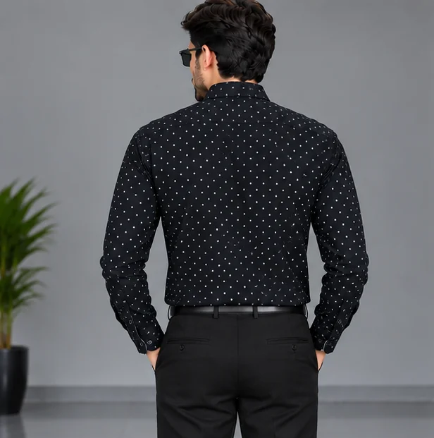 Premium Black Micro-Dot Casual Shirt view 2