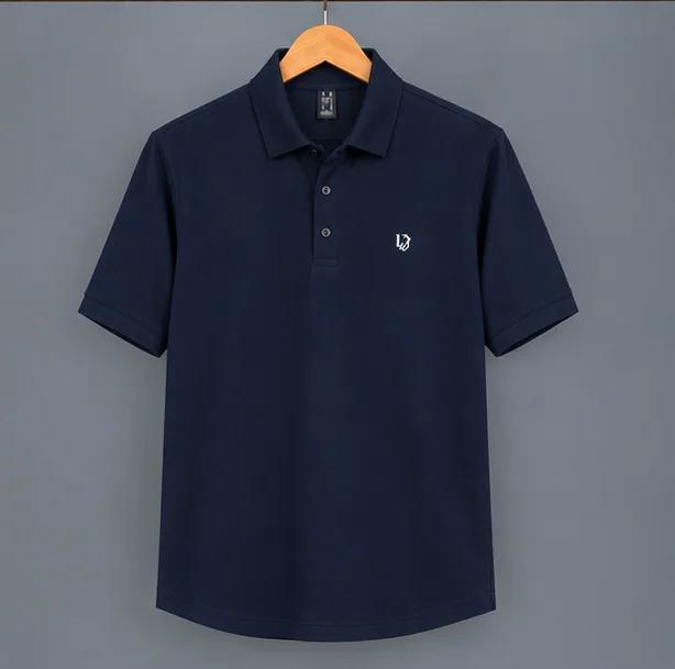 Premium Navy Blue 4-Way Stretch Polo Shirt