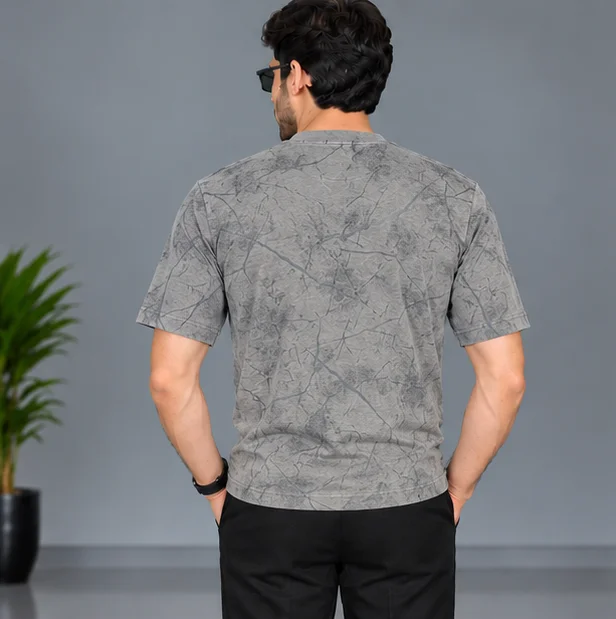 Premium Textured Grey Graphic T-Shirt view 2