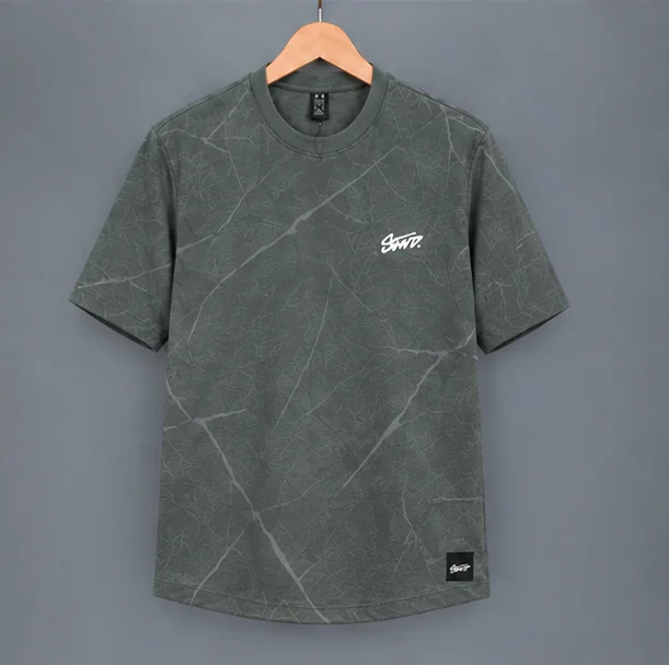 Premium Textured Olive Green Graphic T-Shirt view 1