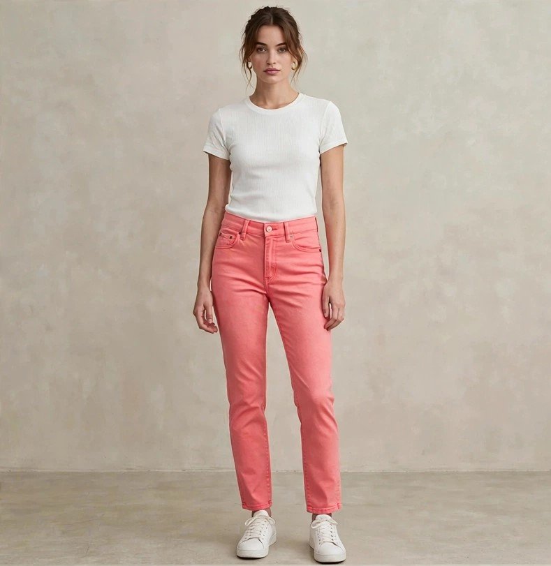 MR.DENIM Women's Velvet-Soft Straight Pants - Coral Pink
