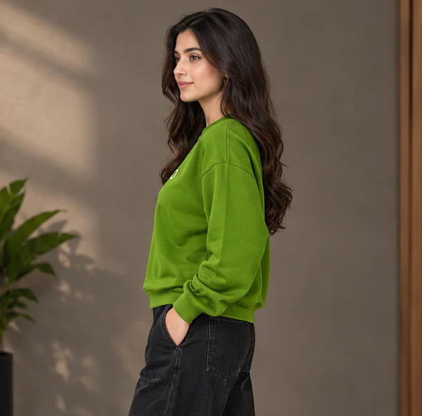 Mango Green Graphic Crewneck Sweatshirt view 3