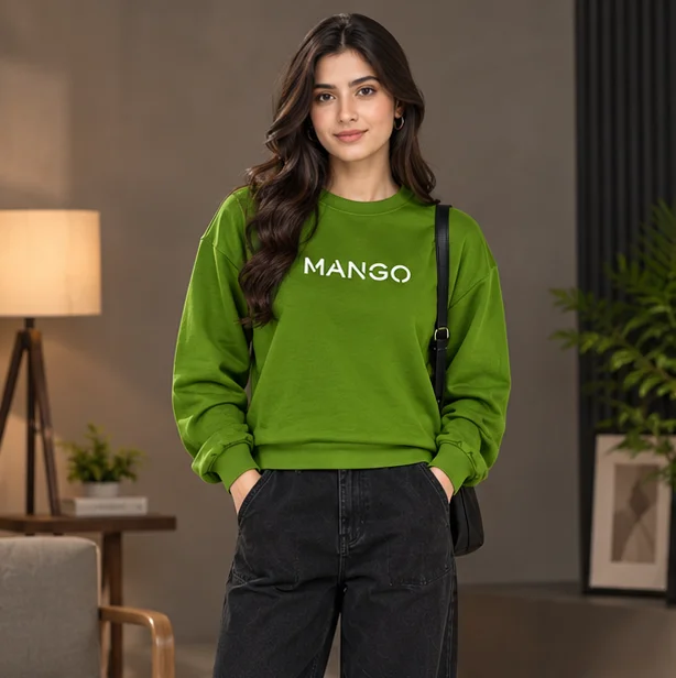 Mango Green Graphic Crewneck Sweatshirt — alternate view