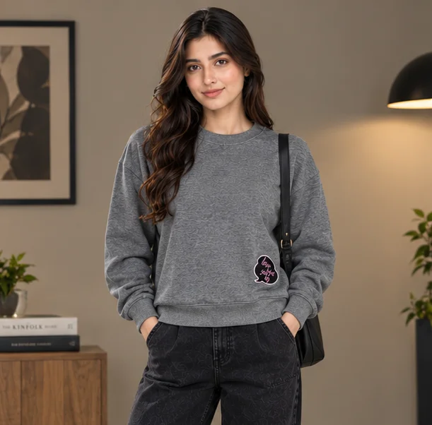 Premium Heather Grey Patch Sweatshirt view 4