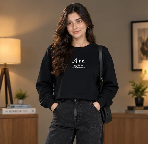 Women's Black 'Art.' Graphic Sweatshirt view 4