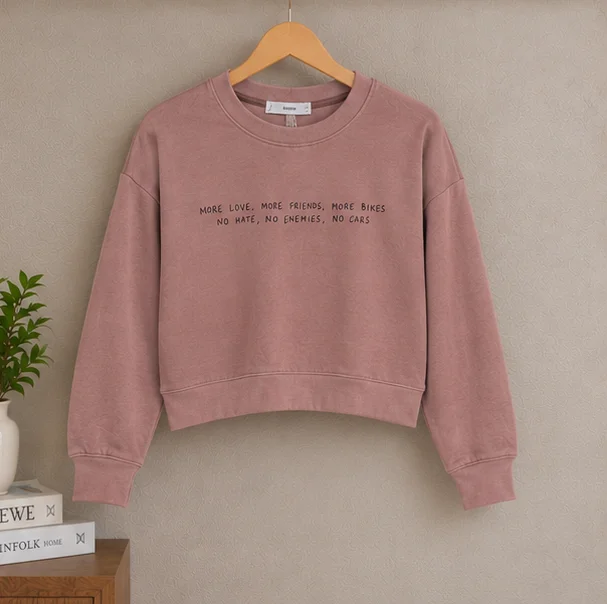 Women's Dusty Pink Graphic Cropped Sweatshirt