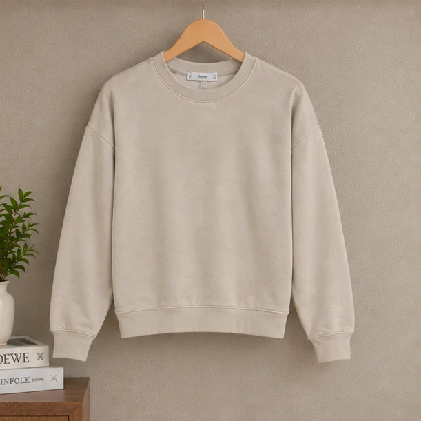 Women's Essential Sand Beige Crewneck Sweatshirt