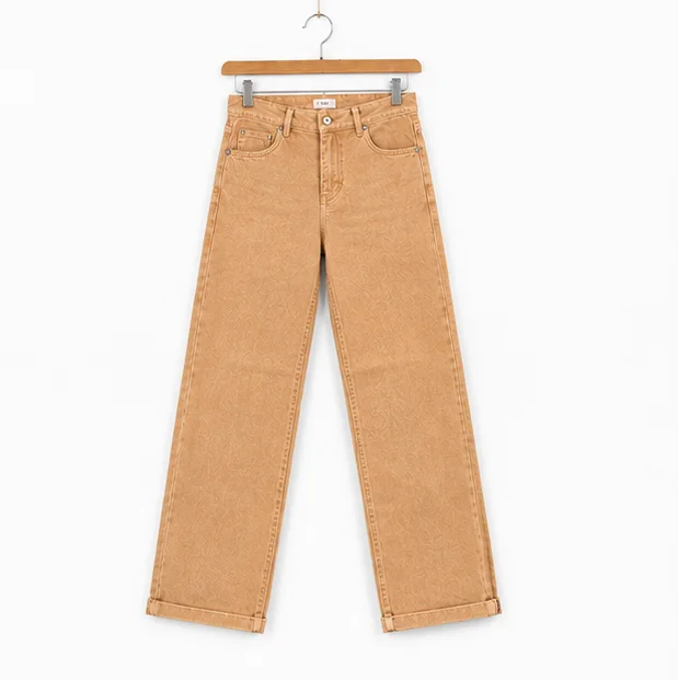 MR.DENIM Premium Light Orange Textured Straight Fit Jeans