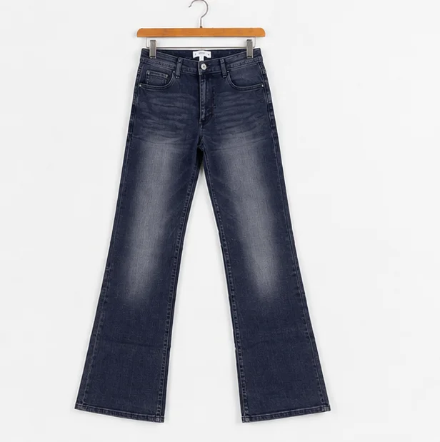 MR.DENIM Premium Faded Dark Blue Wide-Leg Jeans