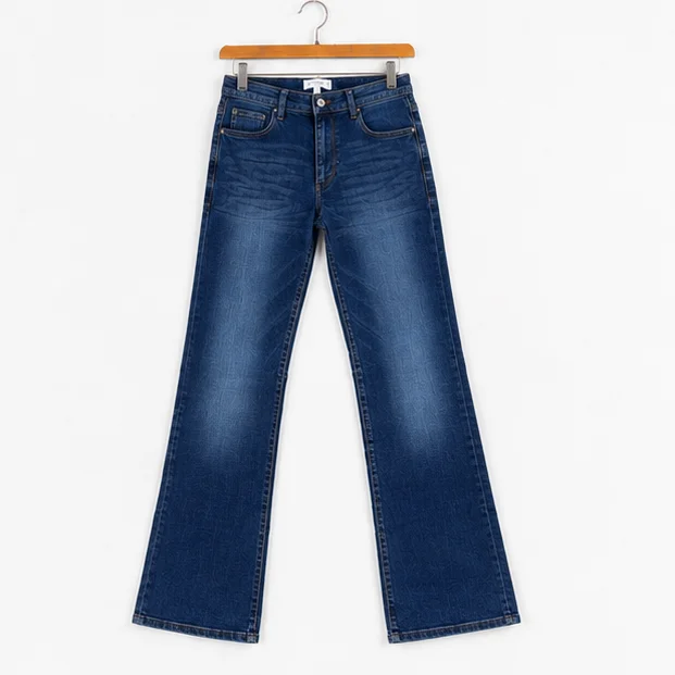 MR.DENIM Classic Blue Faded Wide-Leg Jeans