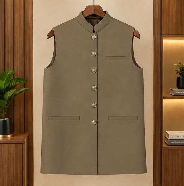 Premium Olive Khaki Cotton Waistcoat