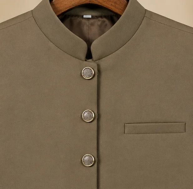 Premium Olive Khaki Cotton Waistcoat view 3
