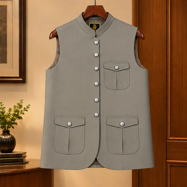 Premium Ash Grey Safari Style Waistcoat