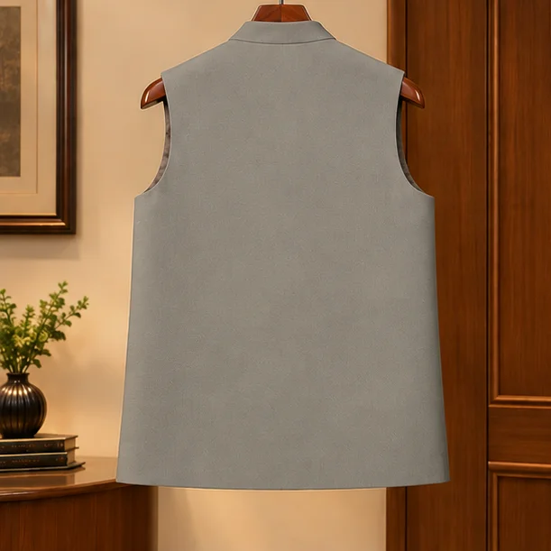 Premium Ash Grey Safari Style Waistcoat view 2