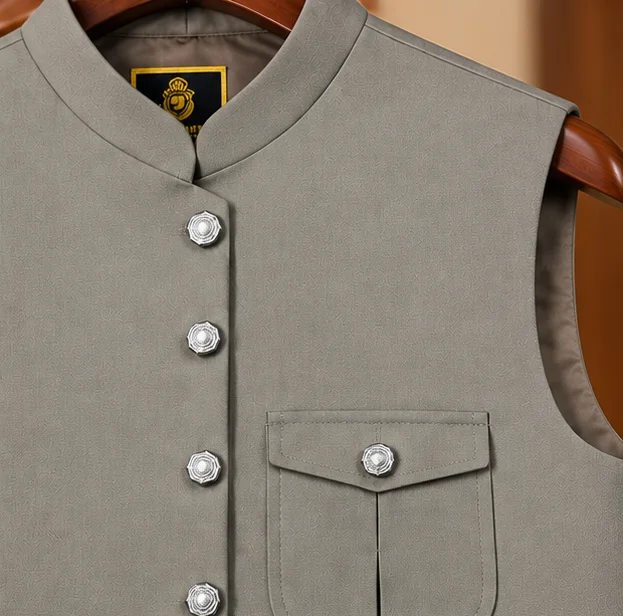 Premium Ash Grey Safari Style Waistcoat view 3