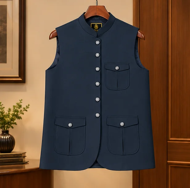 Premium Navy Blue Safari Style Waistcoat