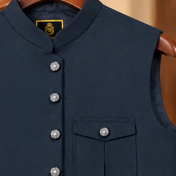 Premium Navy Blue Safari Style Waistcoat — alternate view