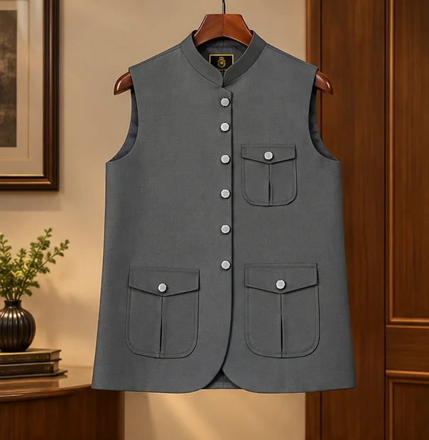 Premium Charcoal Grey Safari Style Waistcoat