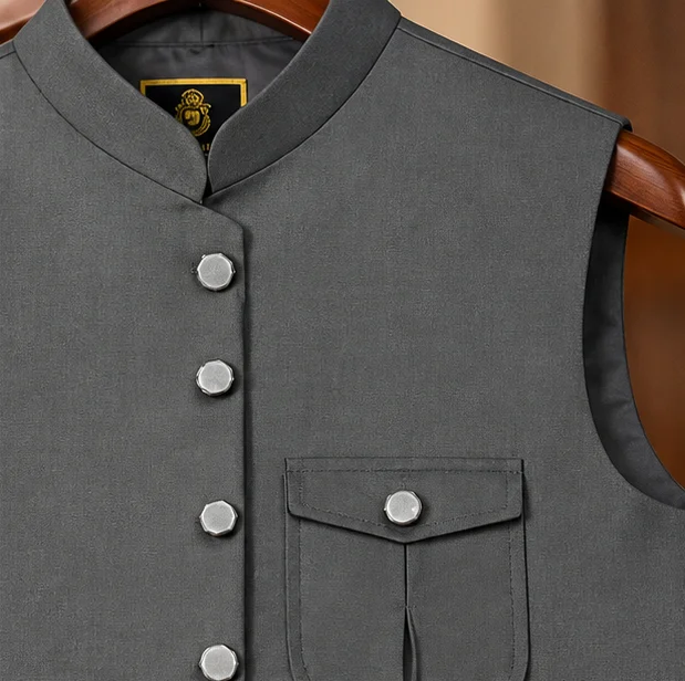Premium Charcoal Grey Safari Style Waistcoat — alternate view