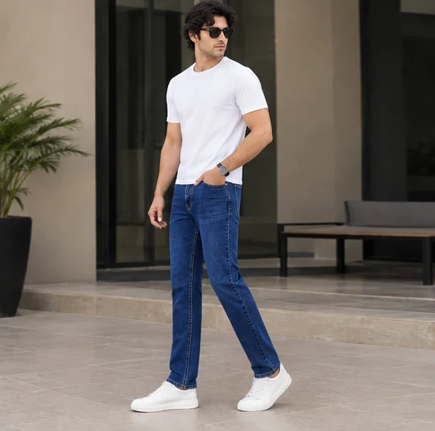 MR.DENIM Classic Blue Straight Fit Jeans view 3