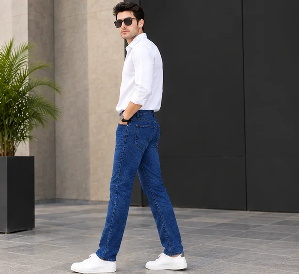MR.DENIM Premium Dark Blue Straight Fit Jeans view 3