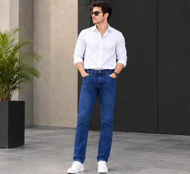 MR.DENIM Premium Dark Blue Straight Fit Jeans view 4