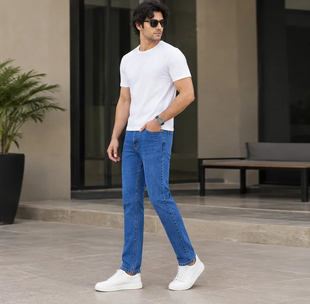 MR.DENIM Medium Blue Straight Fit Jeans view 3