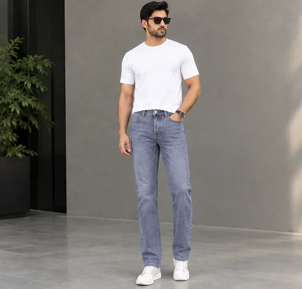 MR.DENIM Vintage Wash Grey Straight Fit Jeans — alternate view