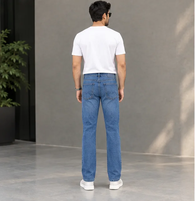 MR.DENIM Classic Medium Blue Straight Fit Jeans view 2